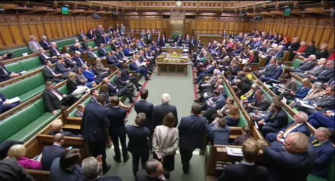 MPS reads out the result of the vote as legislation for an early general election on December 12 has cleared the House of Commons