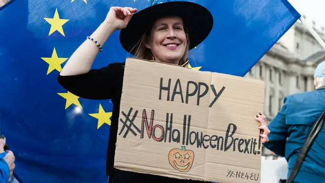 Protesters celebrate Brexit being delayed