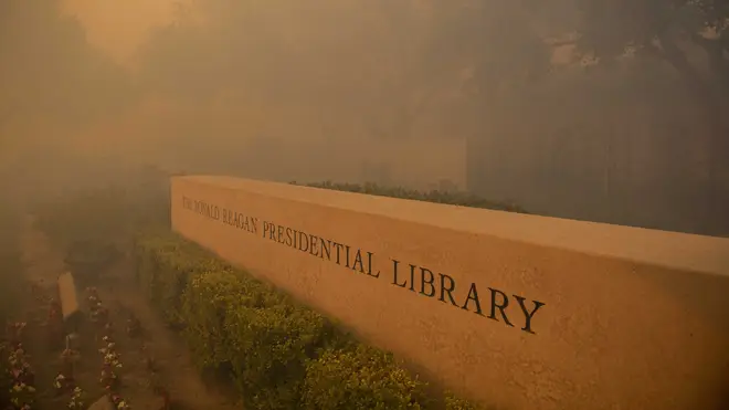 Smoke engulfs around the Ronald Reagan Library