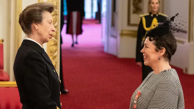 Olivia Colman has been awarded her CBE by Princess Anne