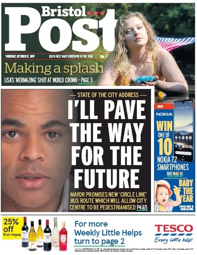 The controversial front page of the Bristol Post