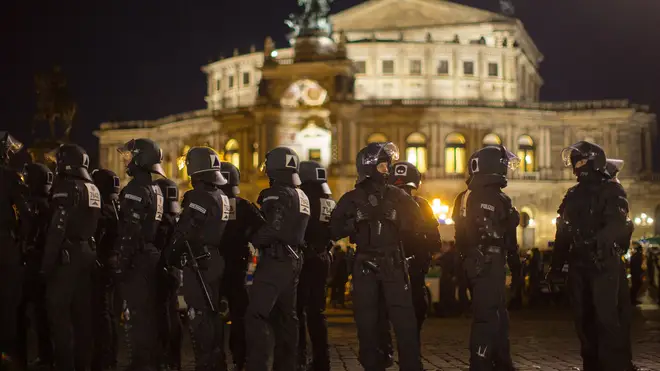 Riot police in Dresden
