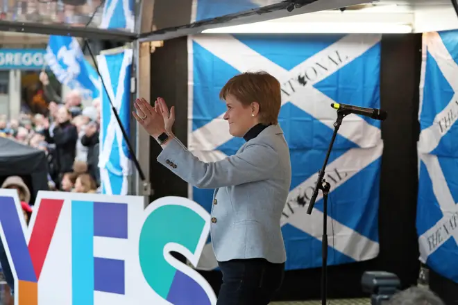 First Minister Nicola Sturgeon addresses the rally in Glasgow