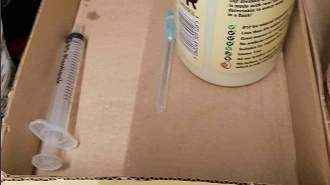 One of the syringes left in the supermarket
