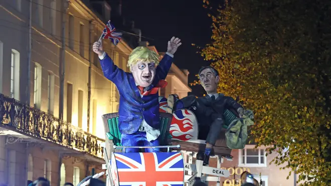 Jacob Rees-Mogg was also featured at the back of the effigy