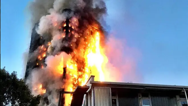 Grenfell Tower block on fire