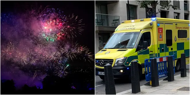 A London ambulance was attacked with fireworks
