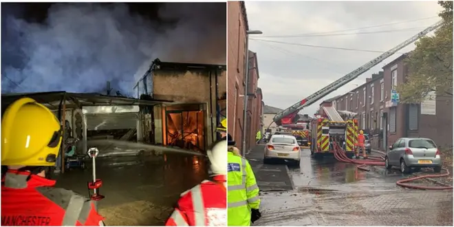 Eight fire engines were at the scene of a fire at a commercial property on Pitt Street, Oldham, Manchester