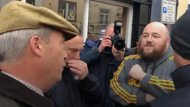 Karl Connor confronted Mr Farage in Cumbria
