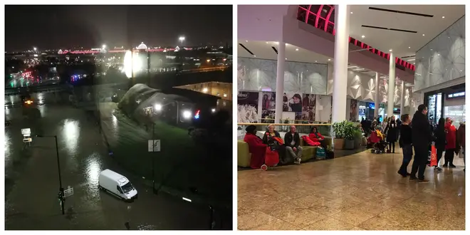 Shoppers are being kept inside Meadowhall Shopping Centre as the floodwaters rsie