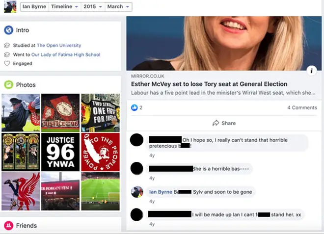 Mr Byrne's comments about Esther McVey have caused controversy