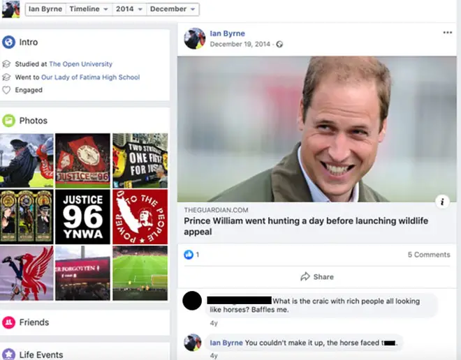 Mr Byrne's offensive comment about Prince William