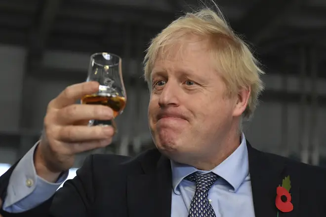 Boris Johnson visited a distillery in Scotland yesterday