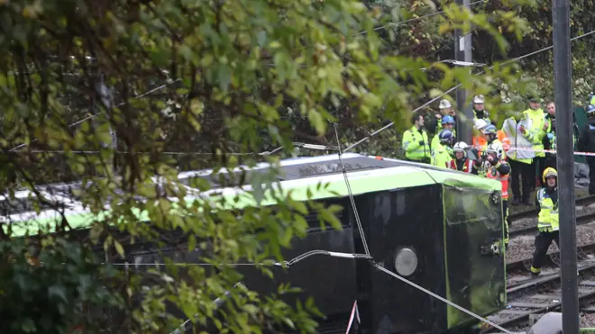 The scene of the fatal tram crash in Croydon in 2016