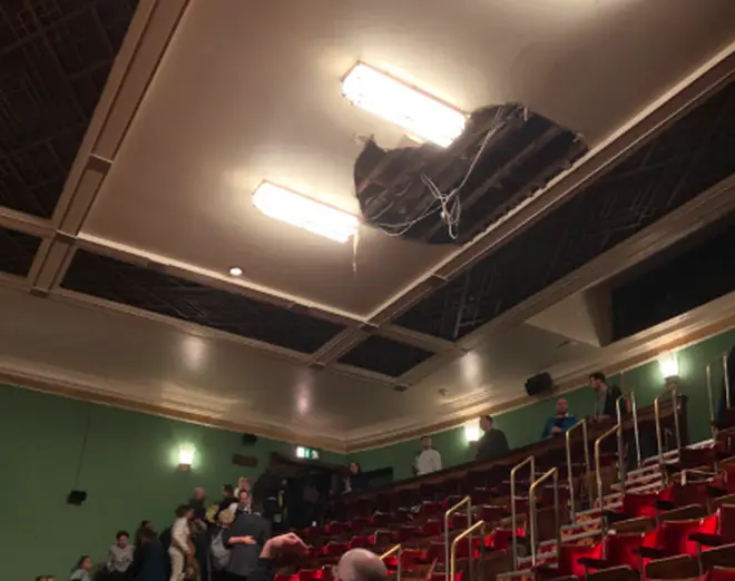 Theatre-goers had to evacuated Piccadilly Theatre on Wednesday night aftet the ceiling collapse