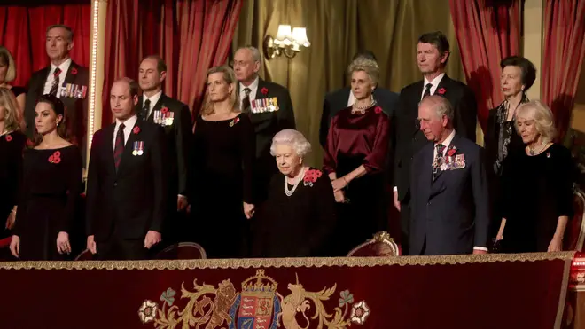 The Queen joined her family at the Festival of Remembrance at the Royal Albert Hall