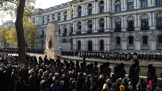 Veterans and members of the public honour servicemen and women at the Cenotaph in London