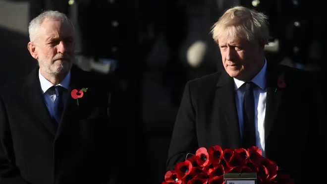 Both party leaders put election campaigns aside to attend the national remembrance service