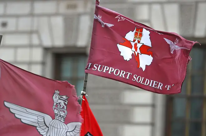 Hundreds of people protested in London over the charging of 'Soldier F'