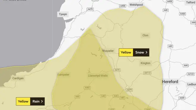 The Met Office warning for Wales and the South West