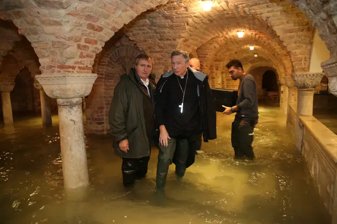 The flooded crypt of the Basilica of San Marco