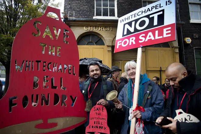 Protest against hotel development at the Whitechapel Bell Foundry