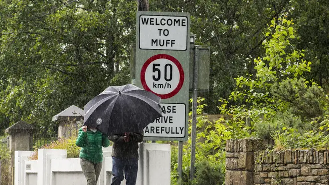 The Donegal town of Muff in the Republic of Ireland within yards of the UK border