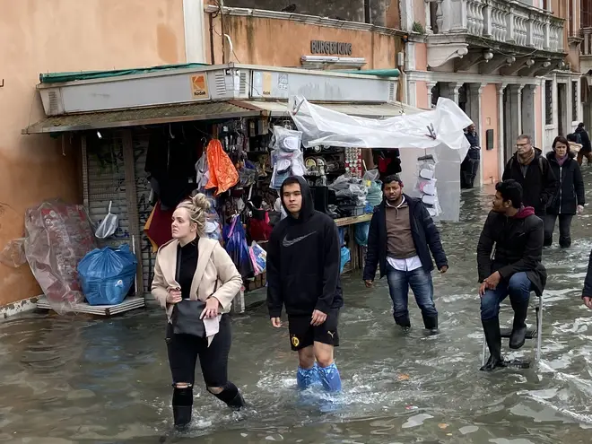 Venice is struck by high water floods