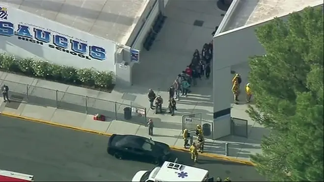 Students were led from Saugus High School by police