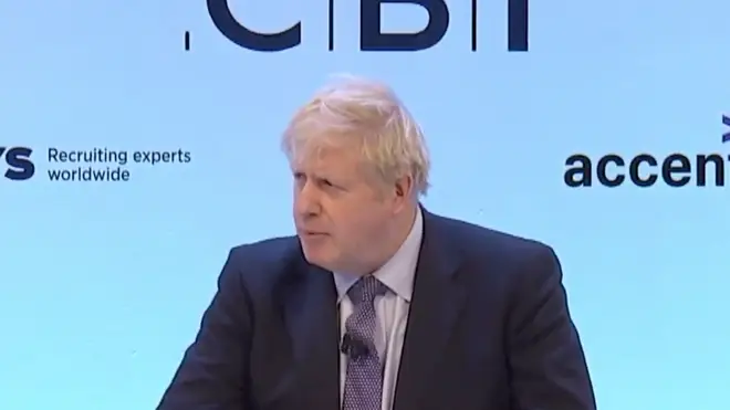 Boris Johnson was speaking to business leaders