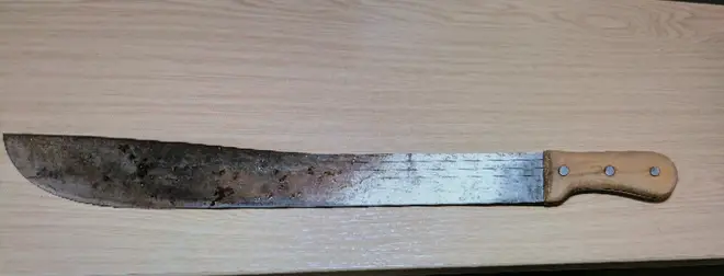 Police tweeted a picture of the machete used