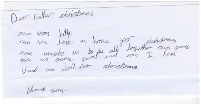 The little girl asked Santa to help her family "be all together"