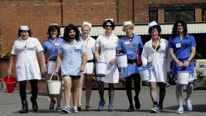The group of fundraisers dressed as nurses