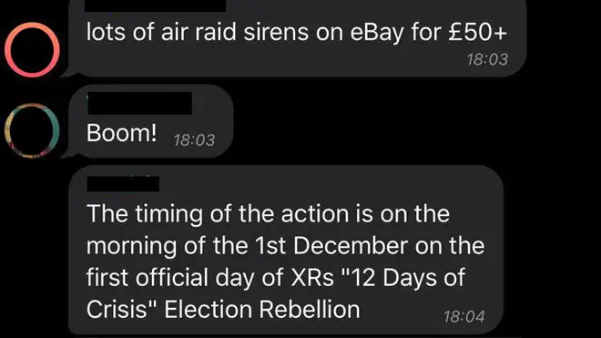 One of the messages about air raid sirens in the secret Telegram group