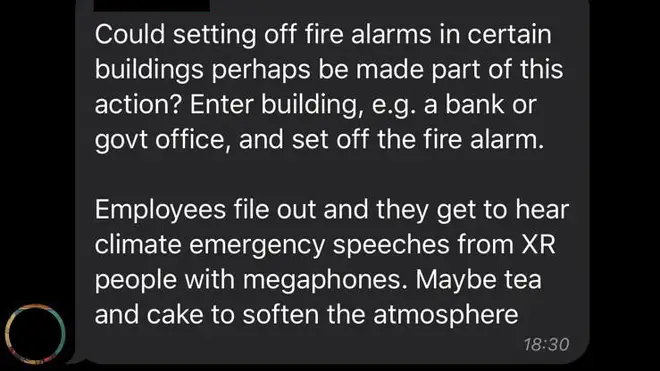 The activists discuss setting off fire alarms