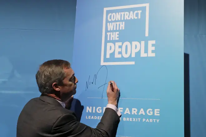 Mr Farage signed his contract with the electorate