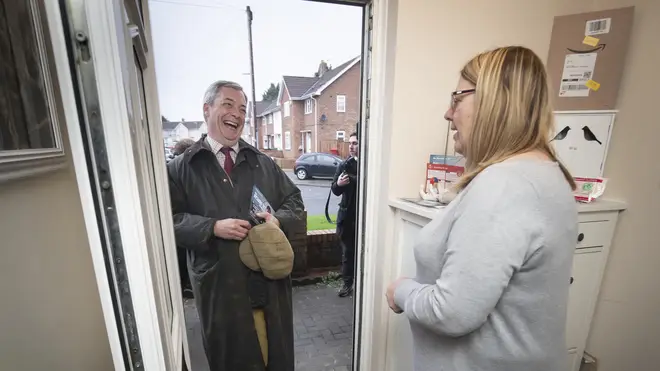 The Brexit Party leader joined canvassers in the north east town