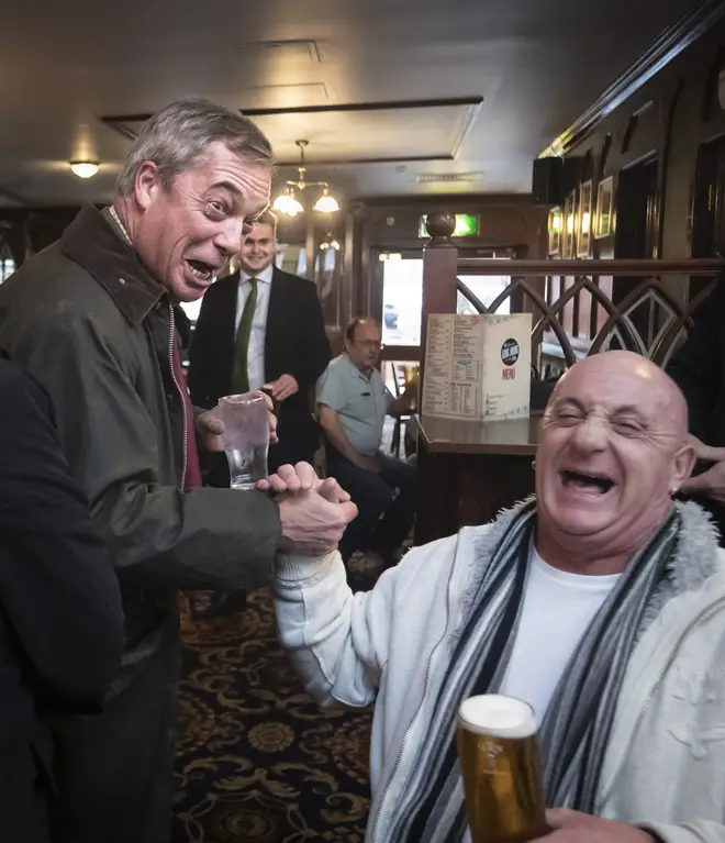 Mr Farage spoke with voters in a Hartlepool pub