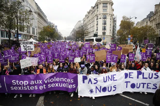 Protests in Paris that mark the International Day For The Elimination Of Violence Against Women
