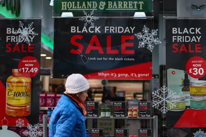 London stores advertise their Black Friday events