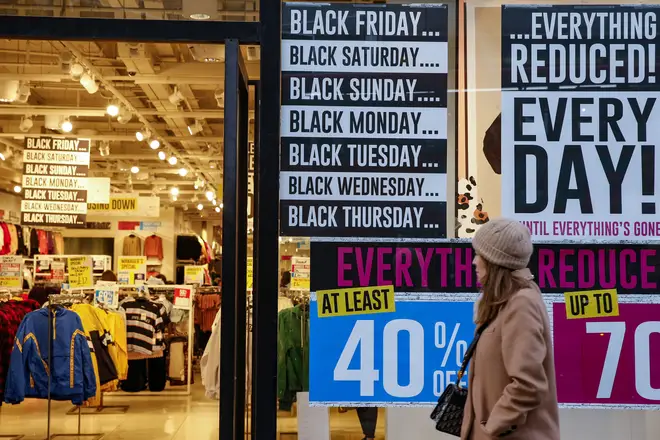 Advertisements for Black Friday reductions