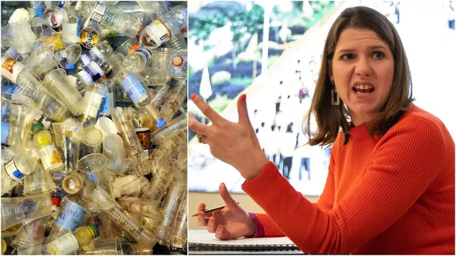 Lib Dem leader Jo Swinson has said her party will ban all single use plastics within three years