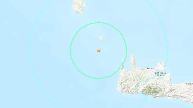 The epicentre of the quake was off the holiday island of Crete