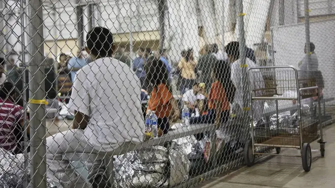 Children locked in cages while their parents are taken away in the United States.