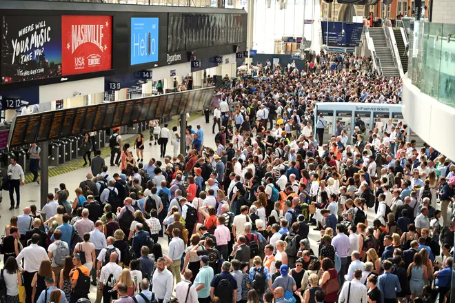 Commuters facing disruption at a crowded London Waterloo station