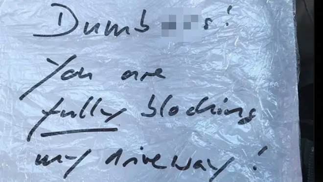 The angry note left on the ambulance