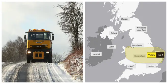 The Met Office has warned of ice on the roads