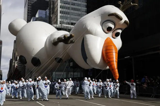 An Olaf from Frozen balloon was one of several eye-catching balloons